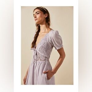 Never Worn Free People Lavender Blue Lace Maxi Dress